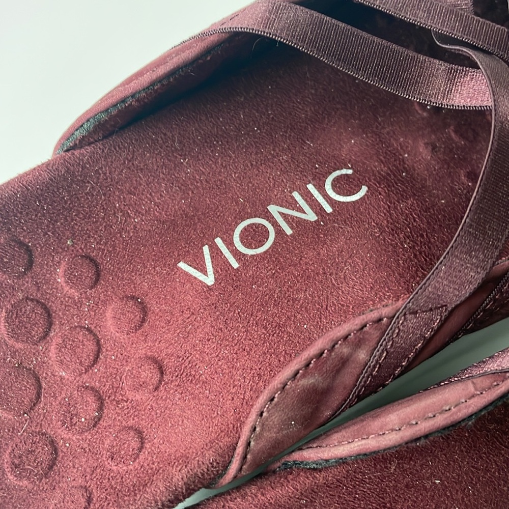 Vionic Rest Claire Suede Slip On Orthaheel Mule Clog Shoe 9 Maroon - Picture 3 of 8